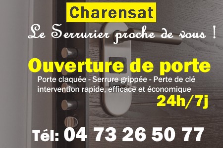 Ouverture de porte Charensat - Porte claquée Charensat - Porte fermée Charensat - serrure bloquée Charensat - serrure grippée Charensat