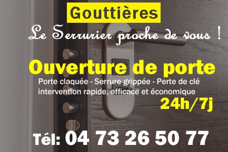 Ouverture de porte Gouttières - Porte claquée Gouttières - Porte fermée Gouttières - serrure bloquée Gouttières - serrure grippée Gouttières