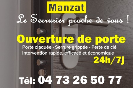 Ouverture de porte Manzat - Porte claquée Manzat - Porte fermée Manzat - serrure bloquée Manzat - serrure grippée Manzat