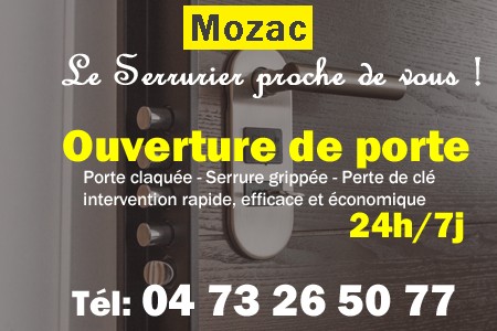 Ouverture de porte Mozac - Porte claquée Mozac - Porte fermée Mozac - serrure bloquée Mozac - serrure grippée Mozac