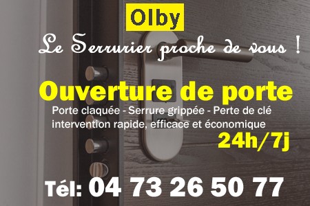 Ouverture de porte Olby - Porte claquée Olby - Porte fermée Olby - serrure bloquée Olby - serrure grippée Olby