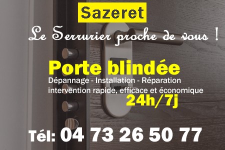 Porte blindée Sazeret - Porte blindee Sazeret - Blindage de porte Sazeret - Bloc porte Sazeret