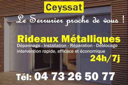 rideau metallique Ceyssat - rideaux metalliques Ceyssat - rideaux Ceyssat - entretien, Pose en neuf, pose en rénovation, motorisation, dépannage, déblocage, remplacement, réparation, automatisation de rideaux métalliques à Ceyssat