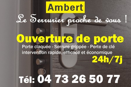 Ouverture de porte Ambert - Porte claquée Ambert - Porte fermée Ambert - serrure bloquée Ambert - serrure grippée Ambert