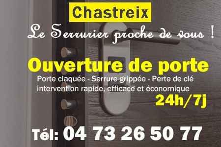 Ouverture de porte Chastreix - Porte claquée Chastreix - Porte fermée Chastreix - serrure bloquée Chastreix - serrure grippée Chastreix