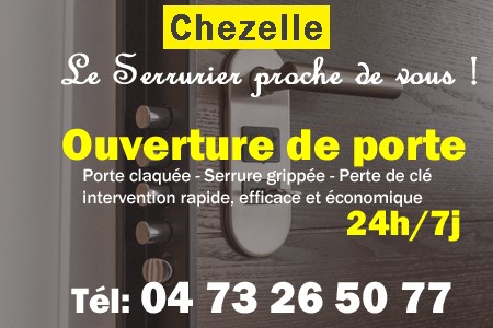 Ouverture de porte Chezelle - Porte claquée Chezelle - Porte fermée Chezelle - serrure bloquée Chezelle - serrure grippée Chezelle