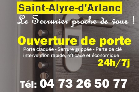 Ouverture de porte Saint-Alyre-d'Arlanc - Porte claquée Saint-Alyre-d'Arlanc - Porte fermée Saint-Alyre-d'Arlanc - serrure bloquée Saint-Alyre-d'Arlanc - serrure grippée Saint-Alyre-d'Arlanc