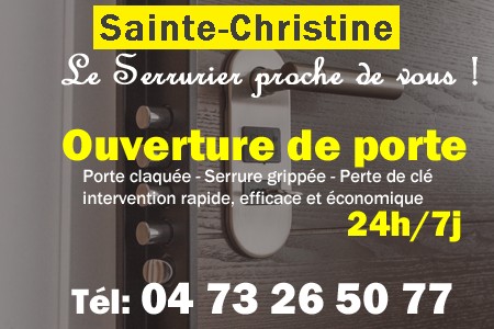 Ouverture de porte Sainte-Christine - Porte claquée Sainte-Christine - Porte fermée Sainte-Christine - serrure bloquée Sainte-Christine - serrure grippée Sainte-Christine