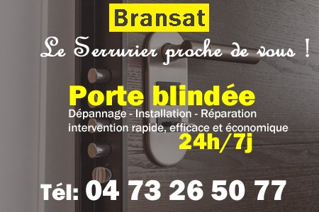 Porte blindée Bransat - Porte blindee Bransat - Blindage de porte Bransat - Bloc porte Bransat