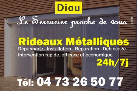 rideau metallique Diou - rideaux metalliques Diou - rideaux Diou - entretien, Pose en neuf, pose en rénovation, motorisation, dépannage, déblocage, remplacement, réparation, automatisation de rideaux métalliques à Diou