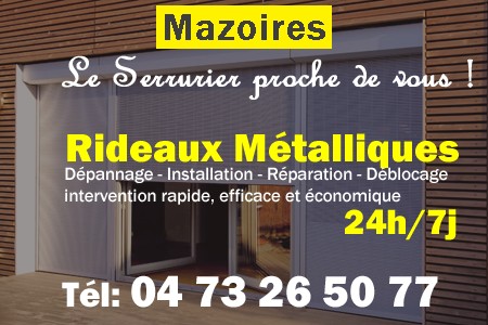 rideau metallique Mazoires - rideaux metalliques Mazoires - rideaux Mazoires - entretien, Pose en neuf, pose en rénovation, motorisation, dépannage, déblocage, remplacement, réparation, automatisation de rideaux métalliques à Mazoires